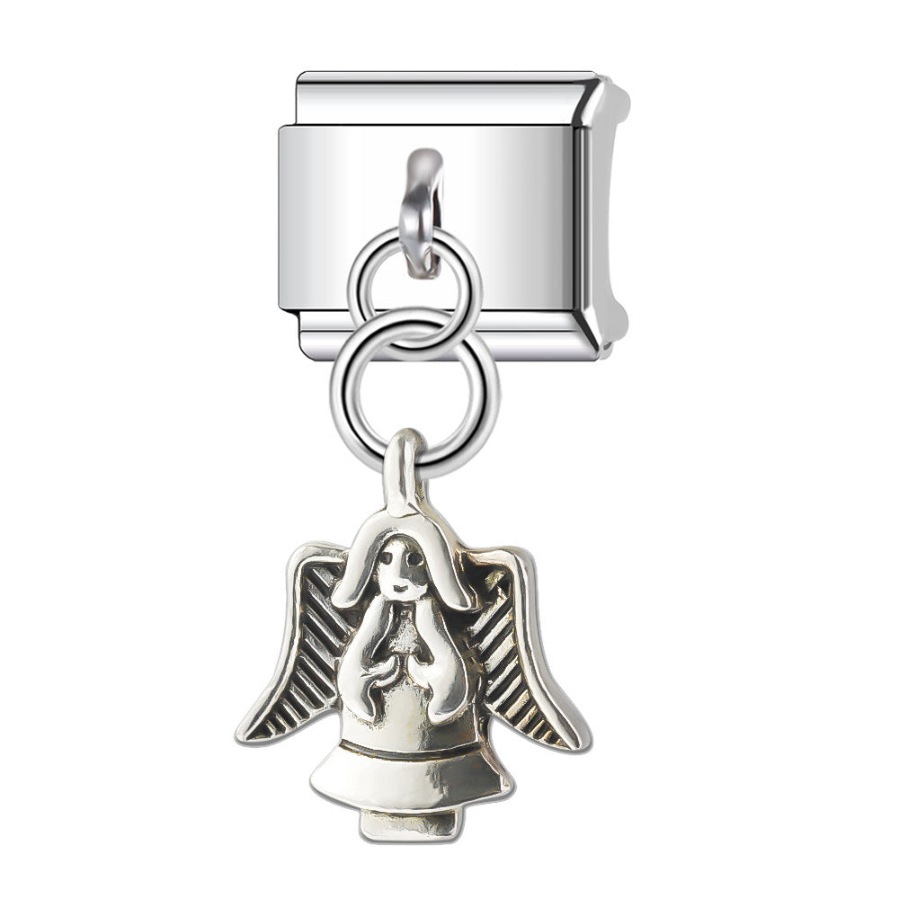 Wholesale Italian Charm Bracelet 9mm DIY Splicing Stainless Steel Heart Pendant Composable Bracelet