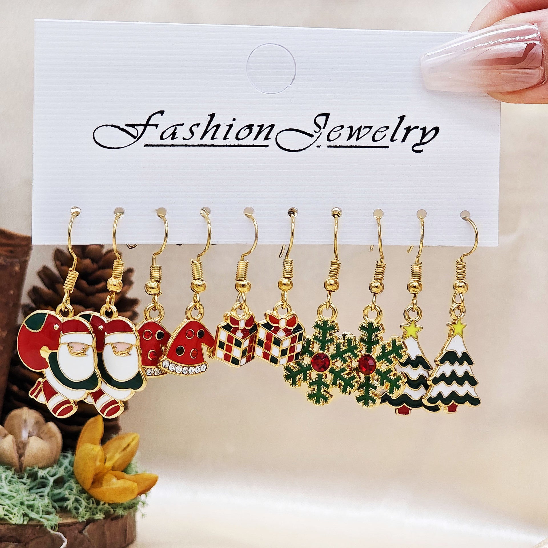 Wholesale Christmas Earrings Set Santa Claus Snowman Snowflake Elk Christmas Tree Earrings ACC-ES-TianShe003