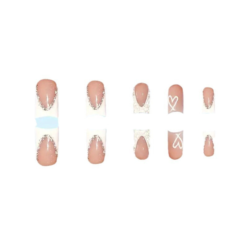 Wholesale 24 Pieces/box Heart Sparkling Rhinestone Nails Kits Nail Stickers