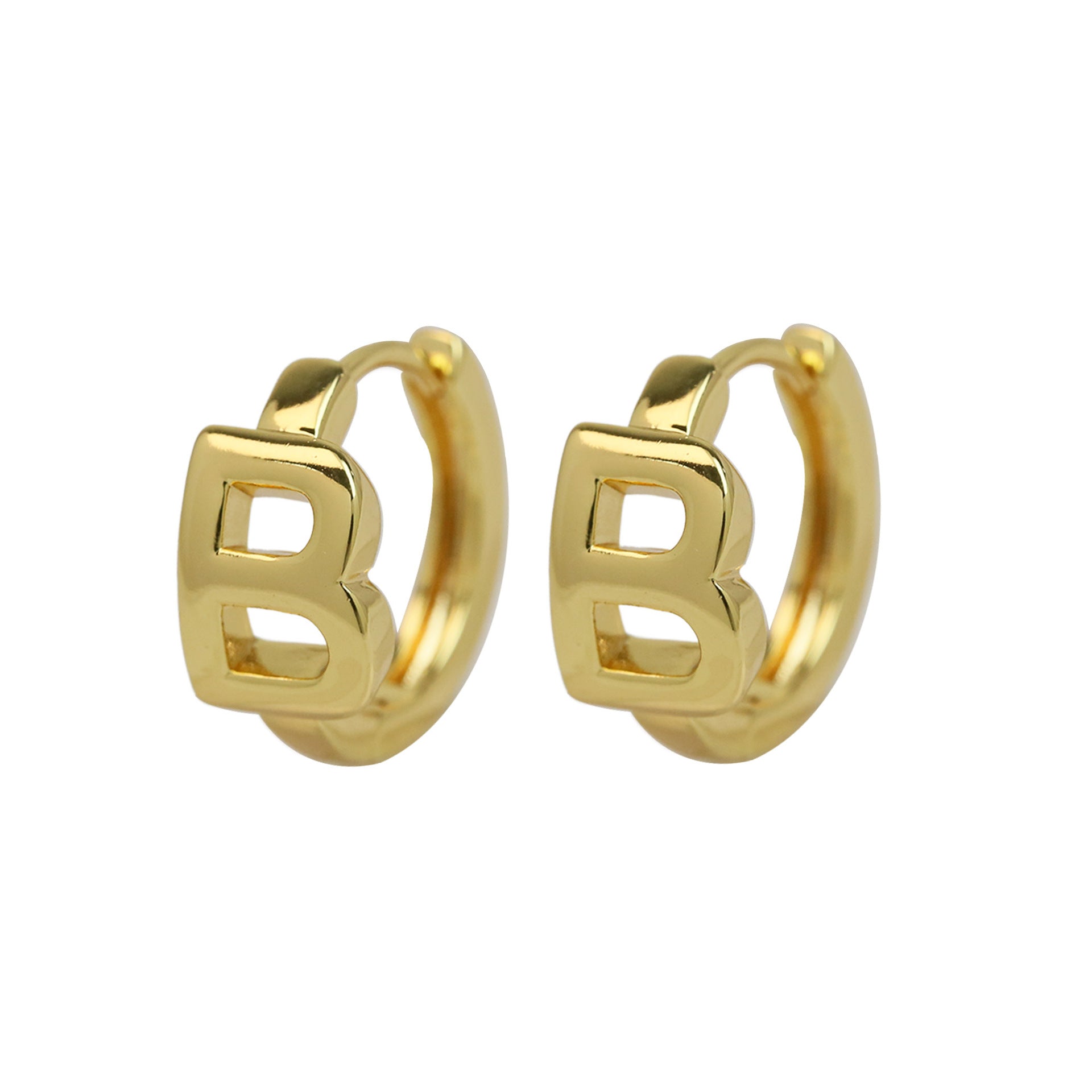 Wholesale 18k gold high-polished brass simple style 26 English letters earrings