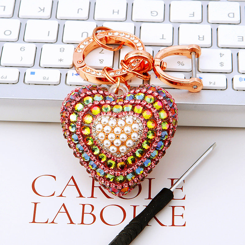 Wholesale Colorful Luminous Love Heart Car Keychain ACC-KC-RuiYuan011