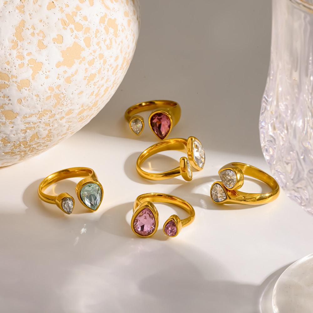 Wholesale Adjustable 304 Stainless Steel Gold Plated Geometric Ring Chic Jewelry Accessory