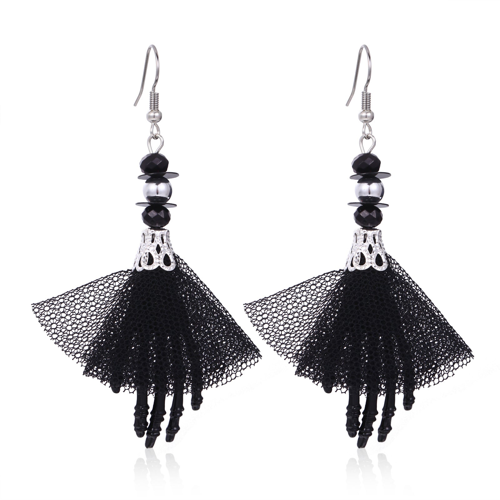 Wholesale  Diamond-Encrusted Zinc Alloy Cat Pumpkin  Web Skull Earrings