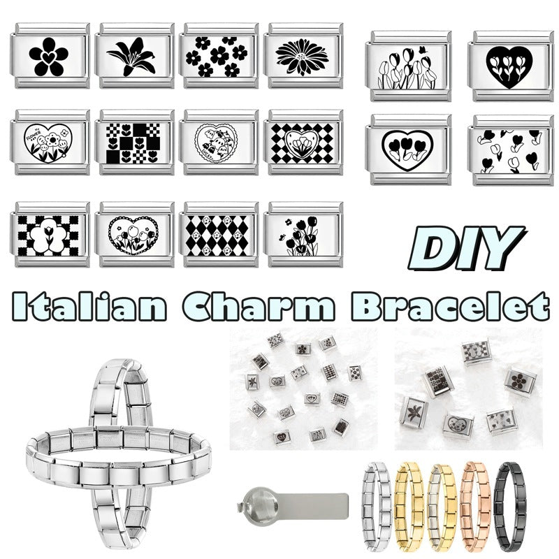 Wholesale Italian Charm Bracelet 9mm DIY Splicing Cute Creative Stainless Steel Composable Bracelet