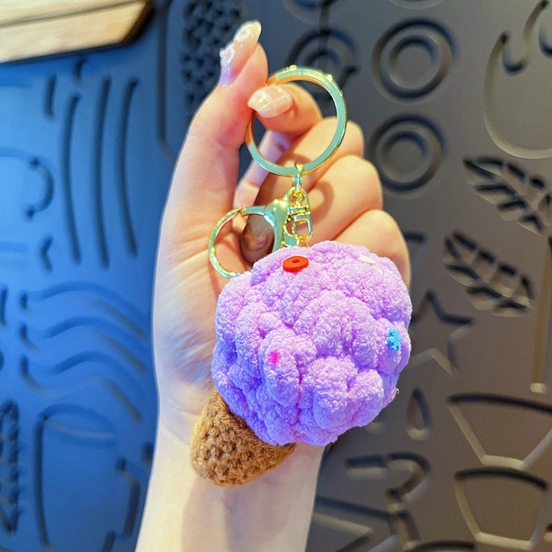 Wholesale Colorful Plush Ice Cream Keychain Cartoon Bag Charm Cute Gift