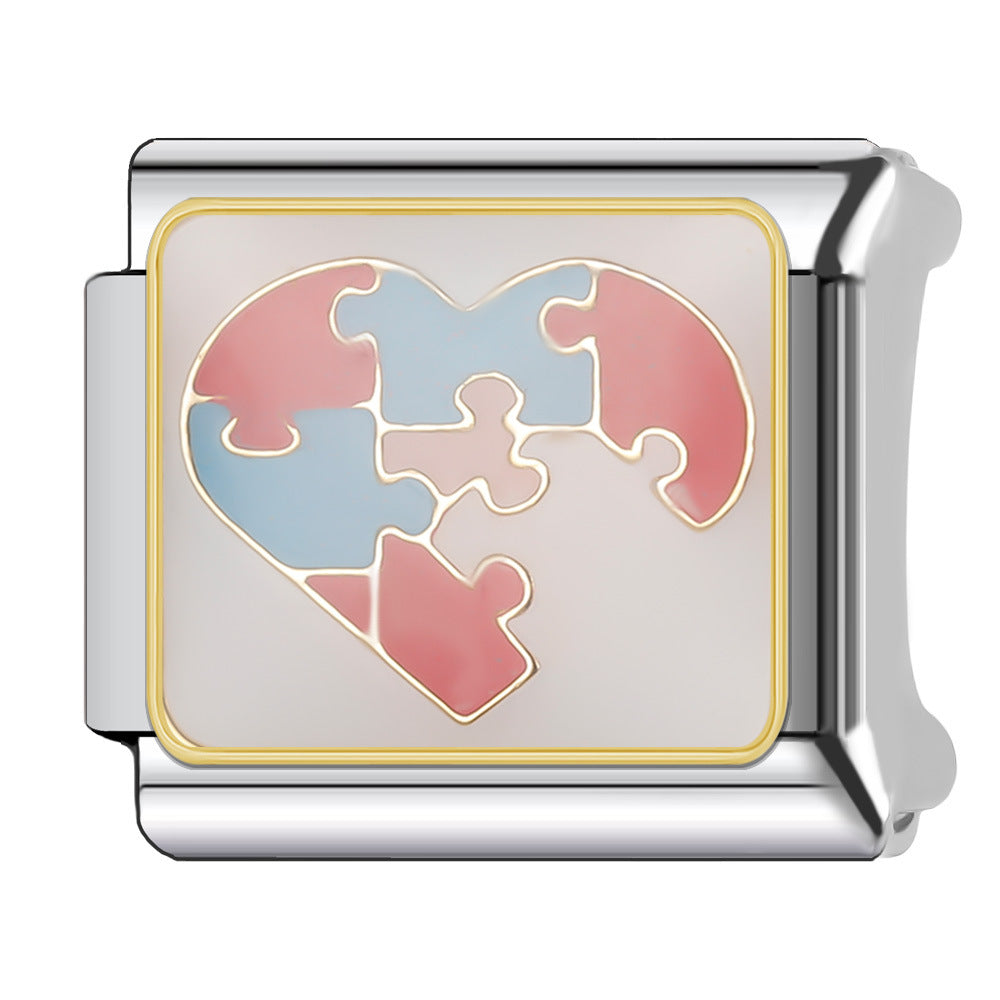 Wholesale Italian Charm Bracelet 9mm DIY Splicing Princess Couple Series Stainless Steel Composable Bracelet