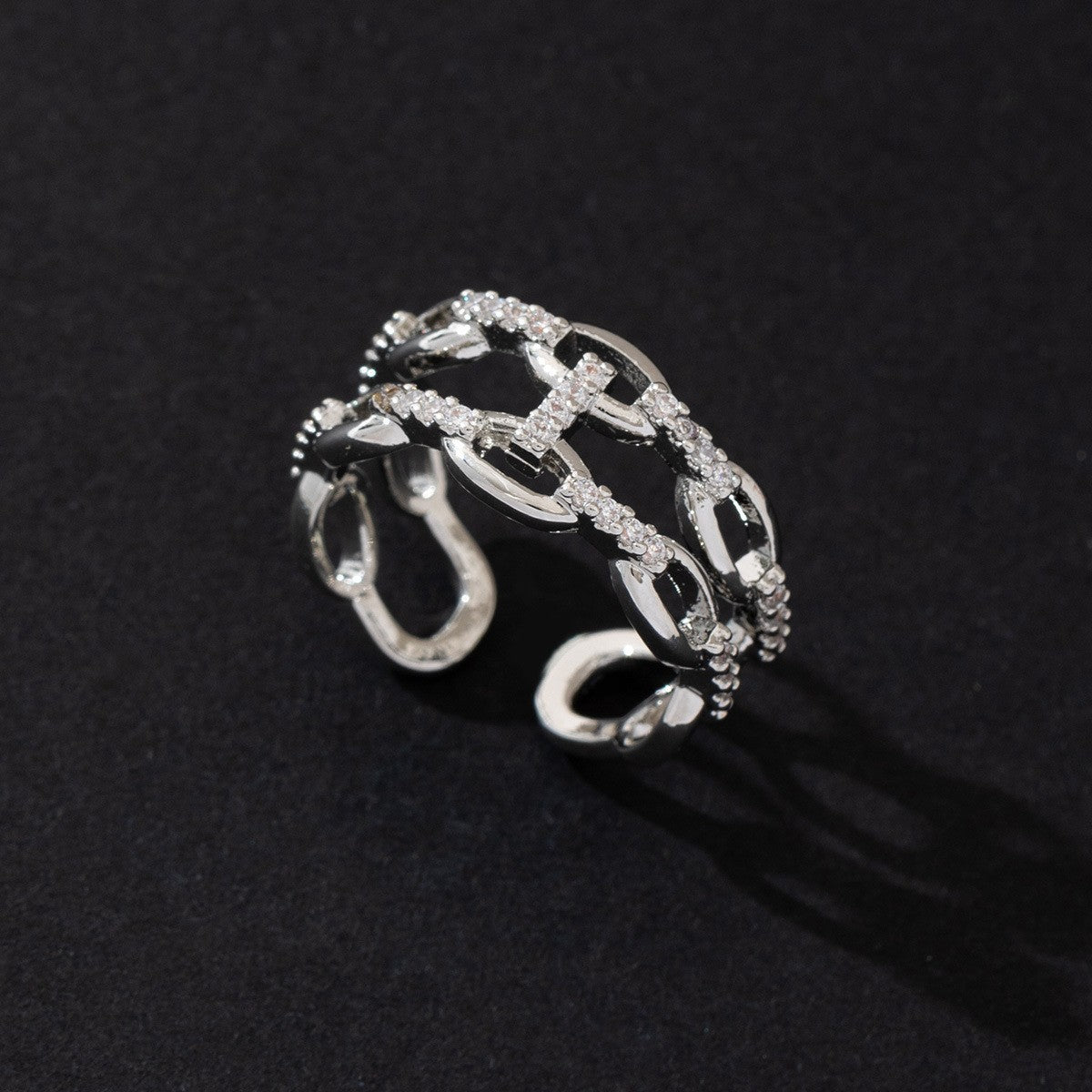 Wholesale Cold Style Vintage Cross Hollow Zircon Open Ring Chic Fashion Accessory For Everyday Wear