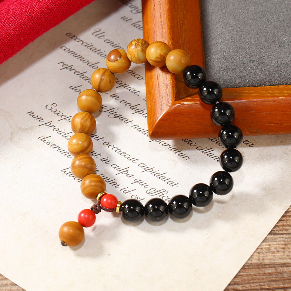 Wholesale New Chinese Style Natural Black Onyx Hand Woven Bracelet Ruyi Meditation Boutique Resale