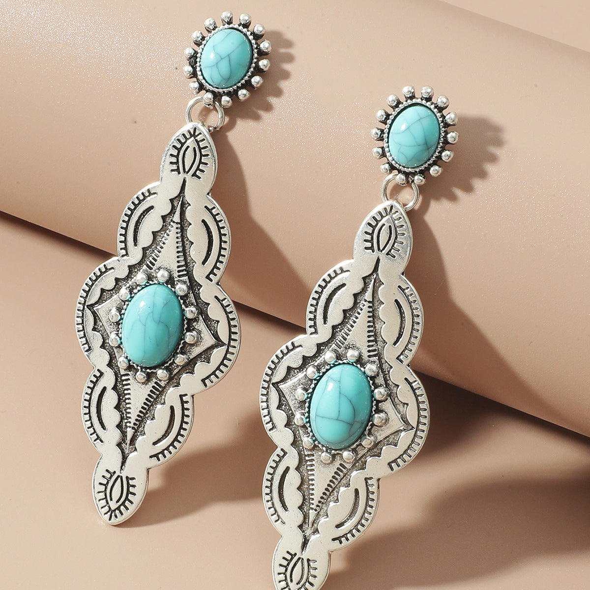 Wholesale Ethnic Style Alloy Long Earrings Micro Inlay Boutique Resale Jewelry Accessory