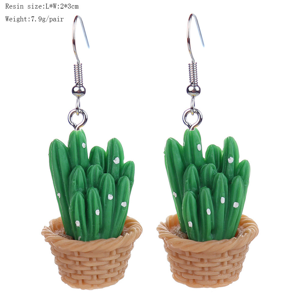 Wholesale fun mini three-dimensional succulent cactus earrings