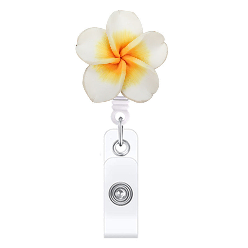 Wholesale Hawaiian Plumeria Badge Reel Handmade Soft y Flower – Casual Bag Charm or ID Accessory