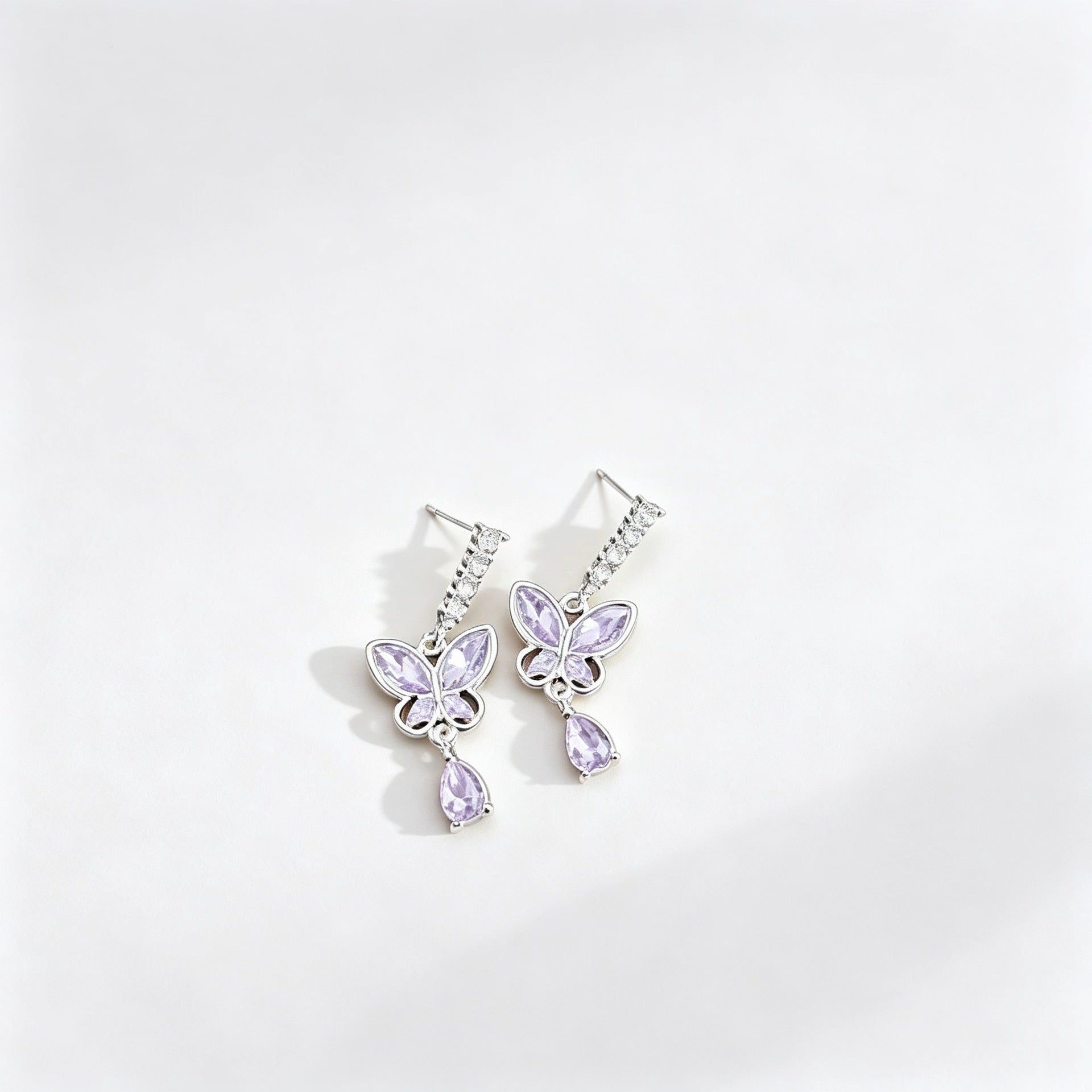 Wholesale Trendy Purple Butterfly Tassel Earrings Alloy Fashion Accessory for Gift