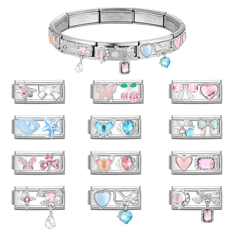 Wholesale 9mm Italian Charm Starter Bracelets DIY square section Creative Stainless Steel Composable Bracelet