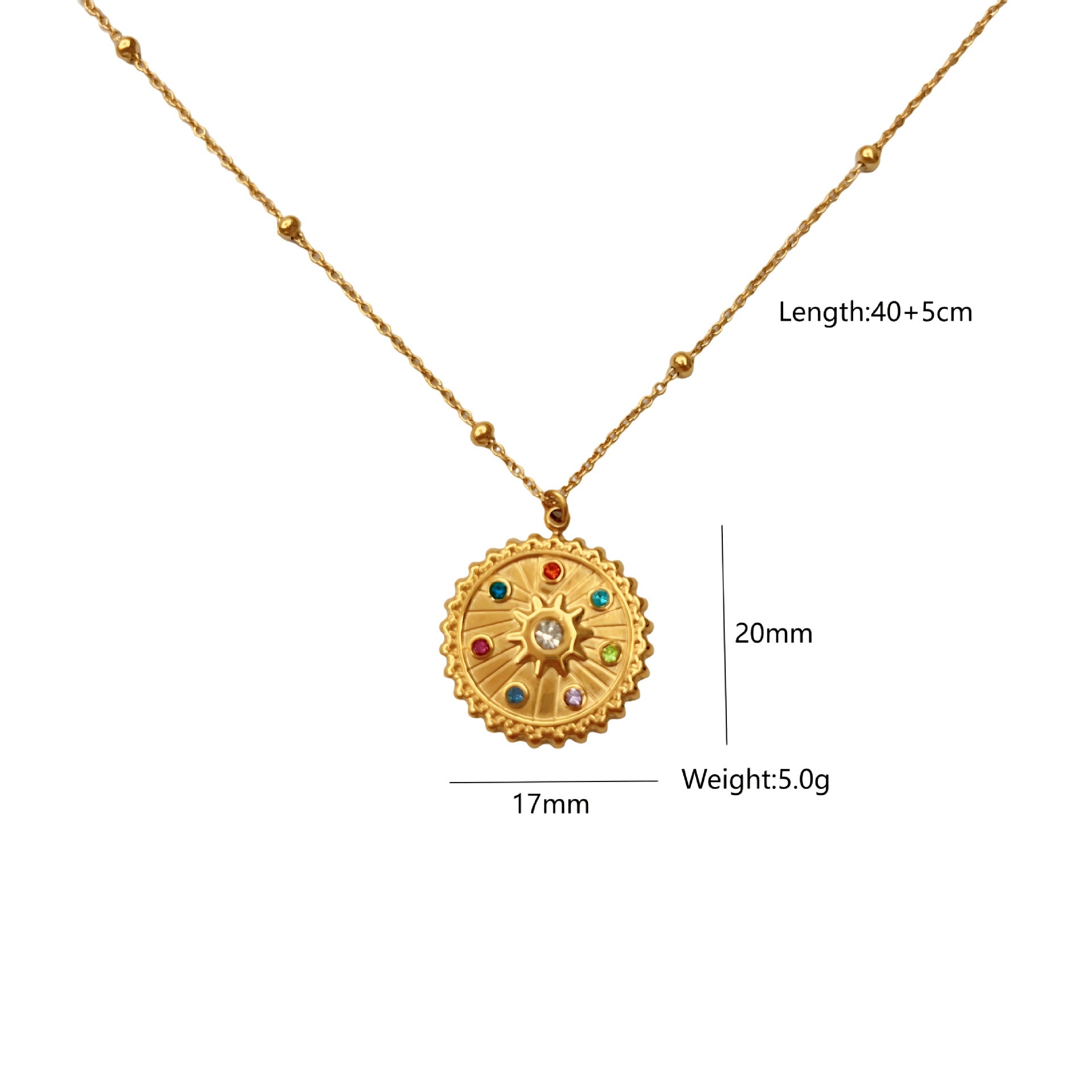 Wholesale stainless steel colored diamond compass necklace