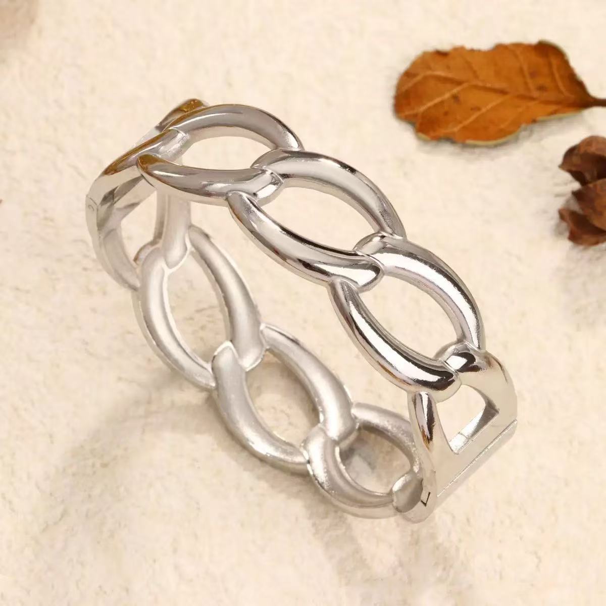 Wholesale Polished Openwork Titanium Steel Bracelet