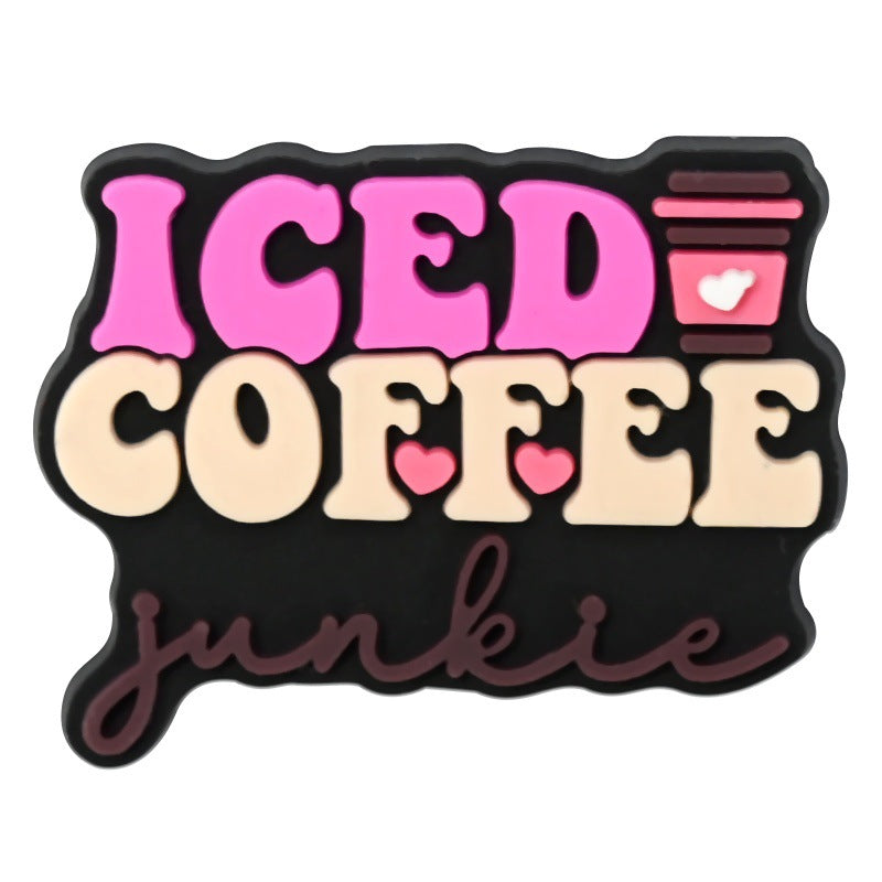 Wholesale Random 100pcs  coffee series   PVC Soft Rubber Shoe Buckle Decoration