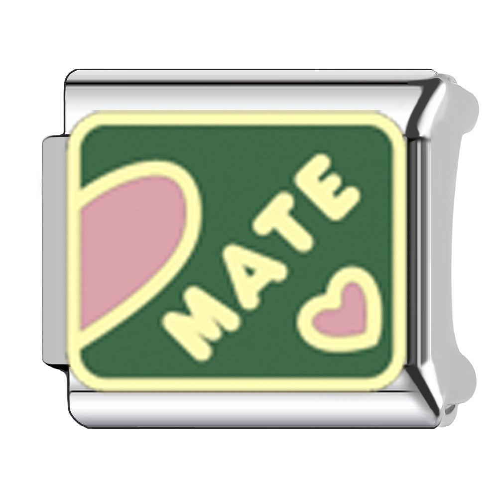 Wholesale   Italian Charm Bracelet 9mm DIY Heart-Shaped Welded Creative Stainless Steel Composable Bracelet