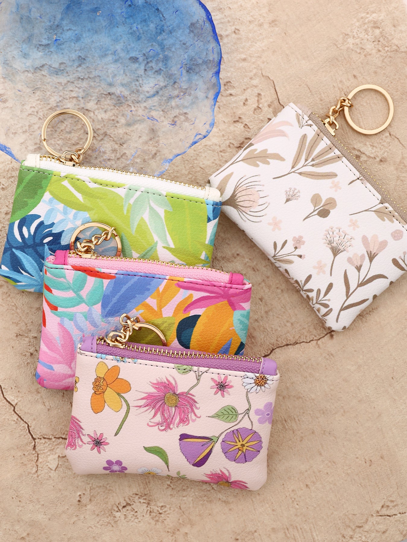 Wholesale Wallet Bow Card Holder Printed Clutch Silicone Bead Bracelet Wristlet Keychain