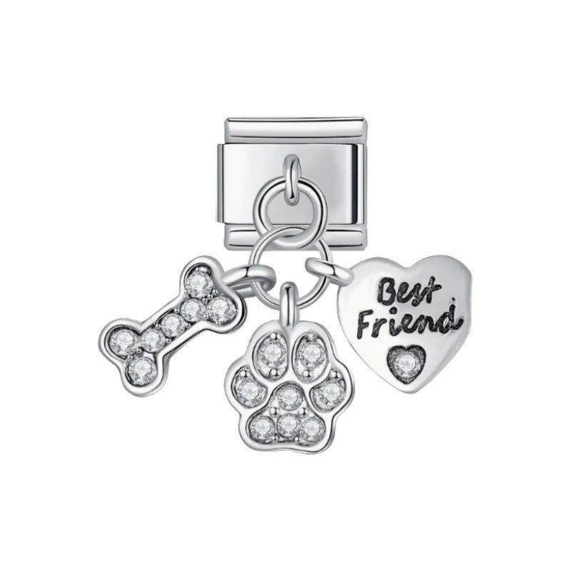 Wholesale Stainless Steel Cute Dog Pendant Charm DIY Modular for Bracelet Making Jewelry Accessory Gift