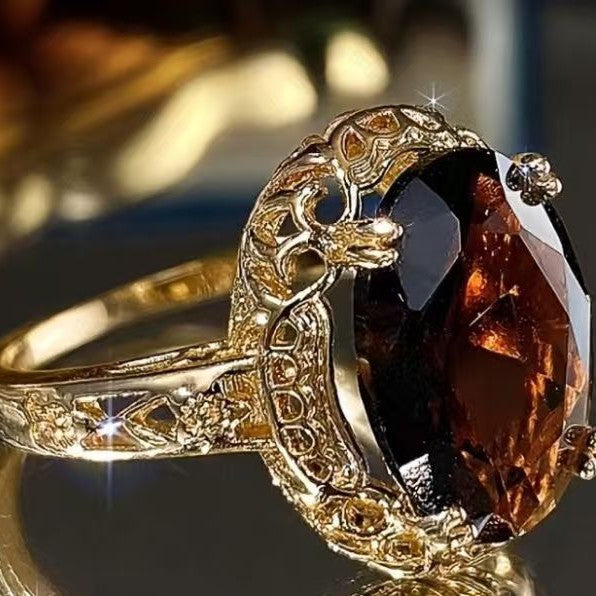 Wholesale Trendy Oval Zircon Ring Vintage Fashion Accessory for Women Resale Gift