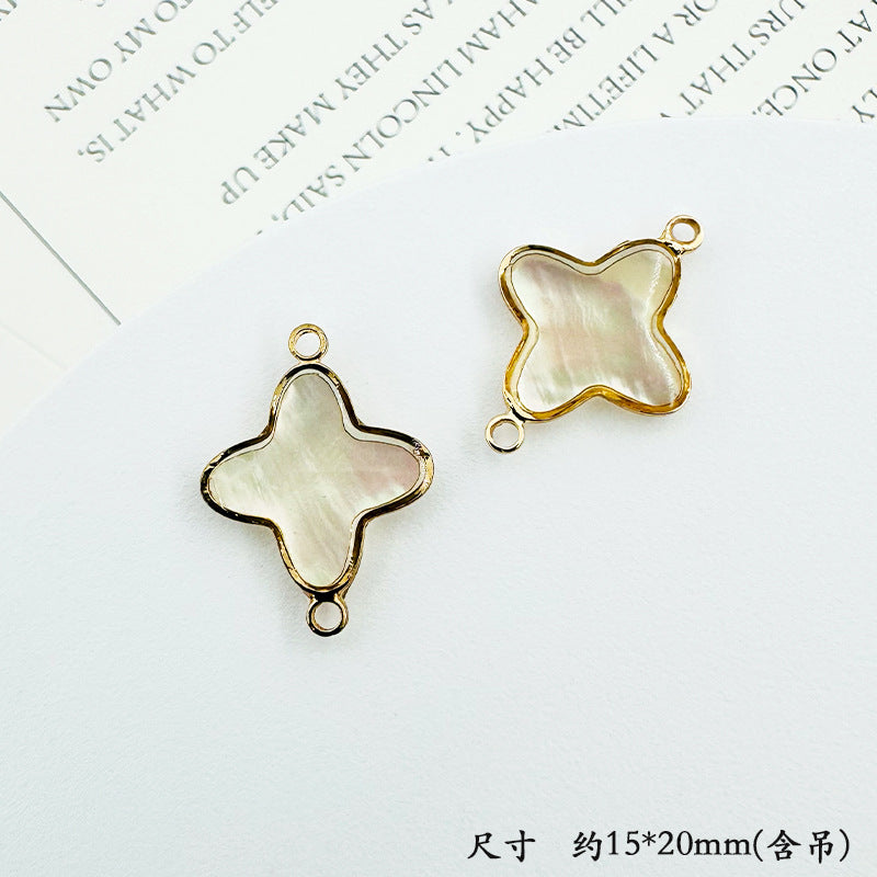 Wholesale Trendy Geometric Shell Pendant Copper Electroplated DIY Jewelry Accessory For Layering Necklaces Boutique Resale