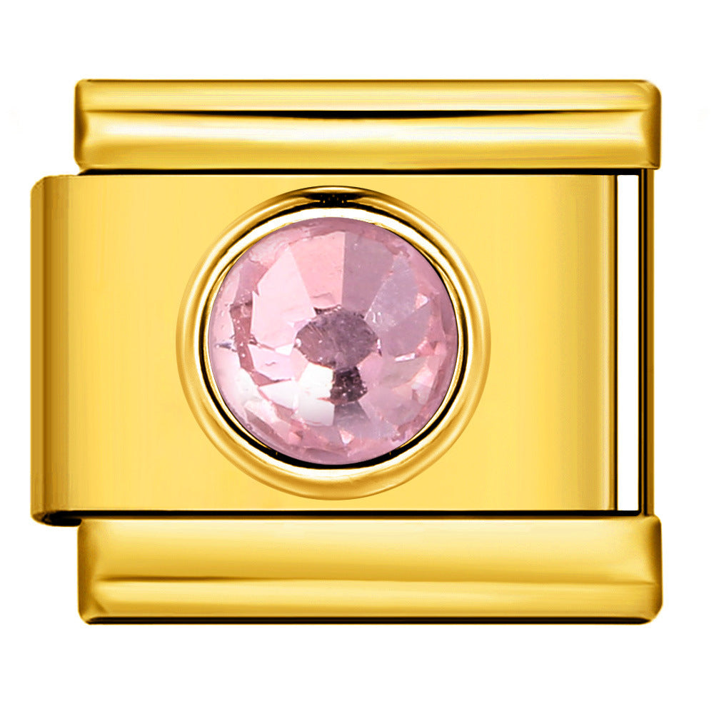 Bracelet de charme italien en gros 9 mm DIY Splicing Colorful Heart Circle Diamond en acier inoxydable Bracelet composable