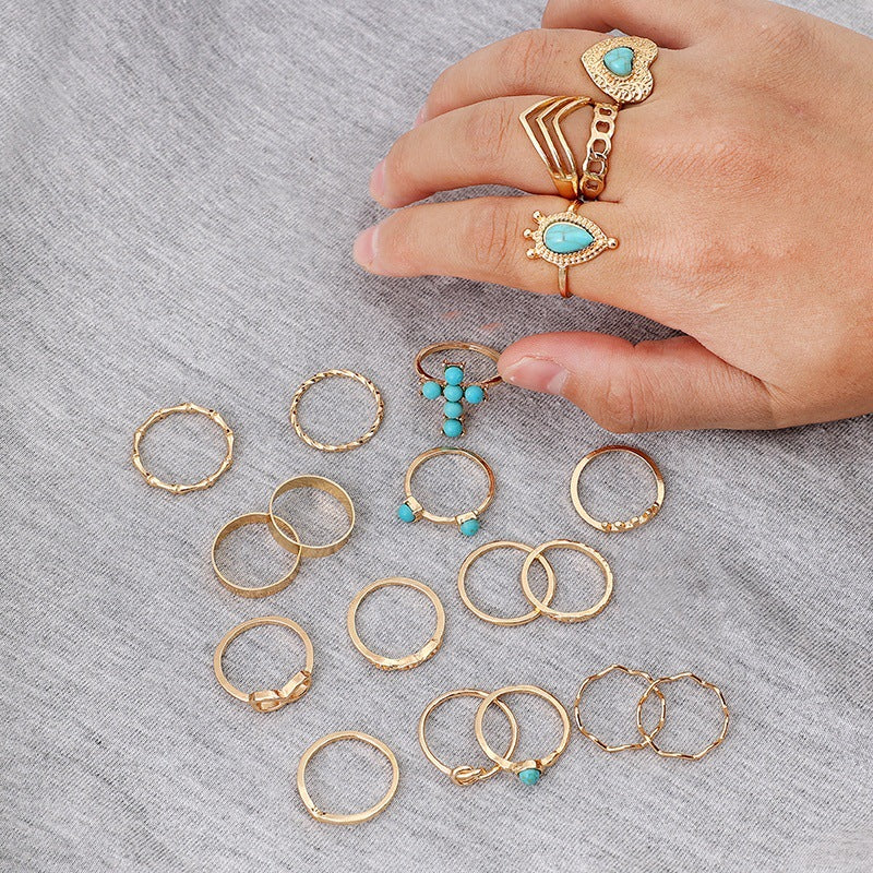 Wholesale Bohemian Ethnic Style Ring Set Zinc Alloy Electroplated Jewelry Accessory for Everyday Wear