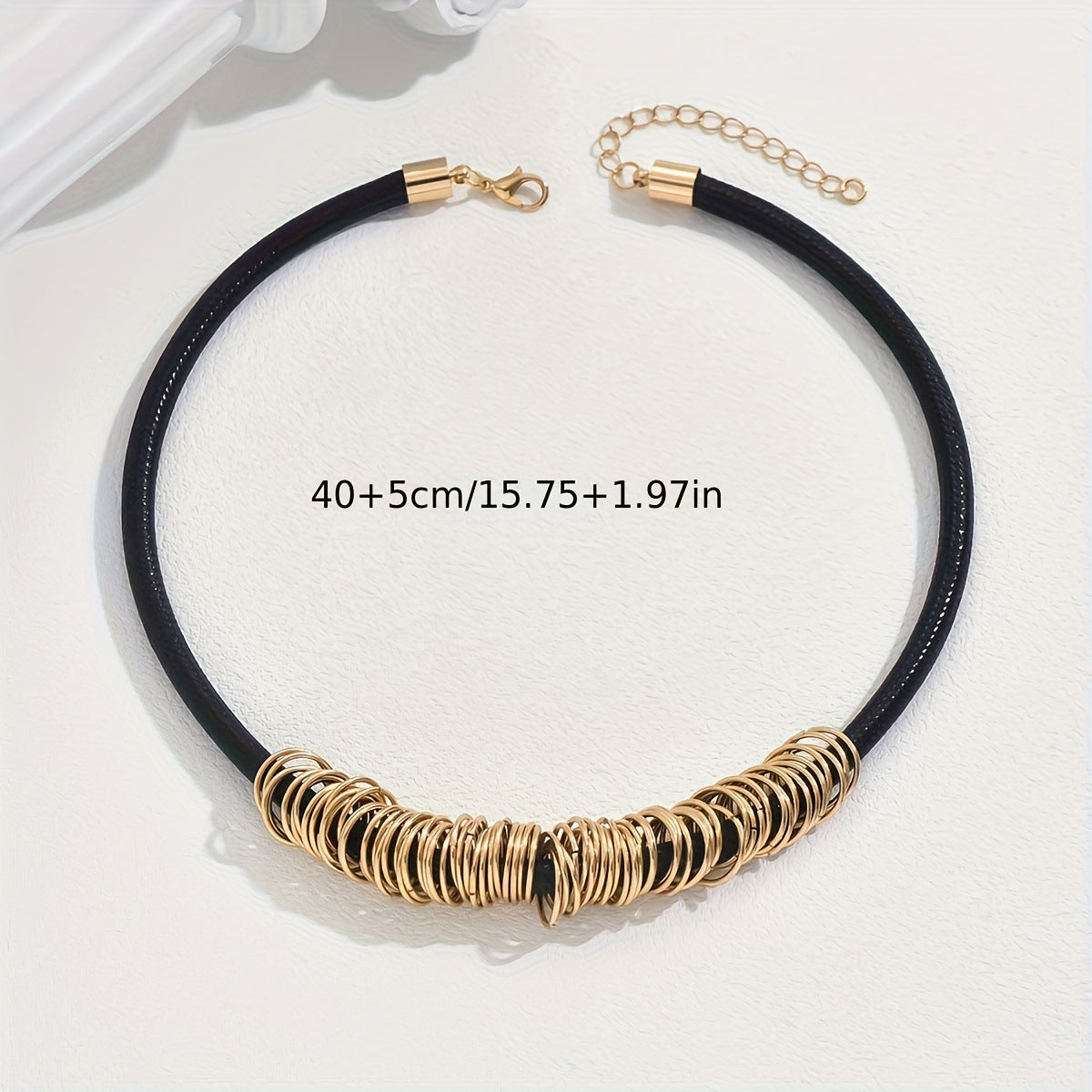 Wholesale Retro exaggerated multi-circle geometric leather rope necklace