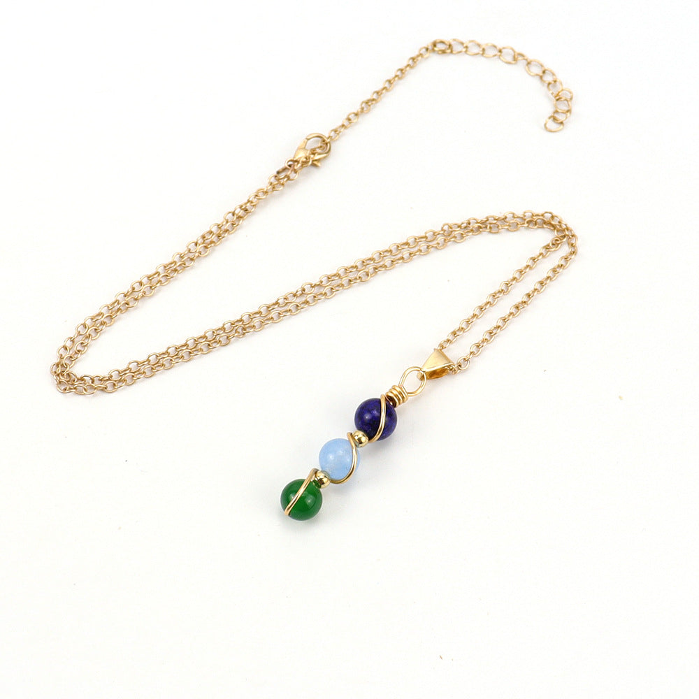 Wholesale Hand Wound Crystal Beads Agate Amethyst Pendant Necklace ACC-NE-HanX003