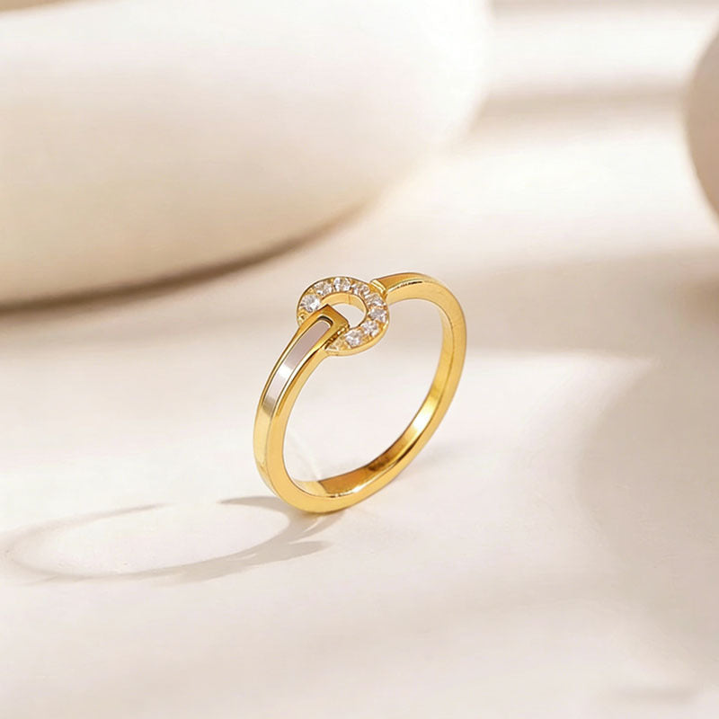 Wholesale Steel Titanium White Mother-of-Pearl Diamond Ring