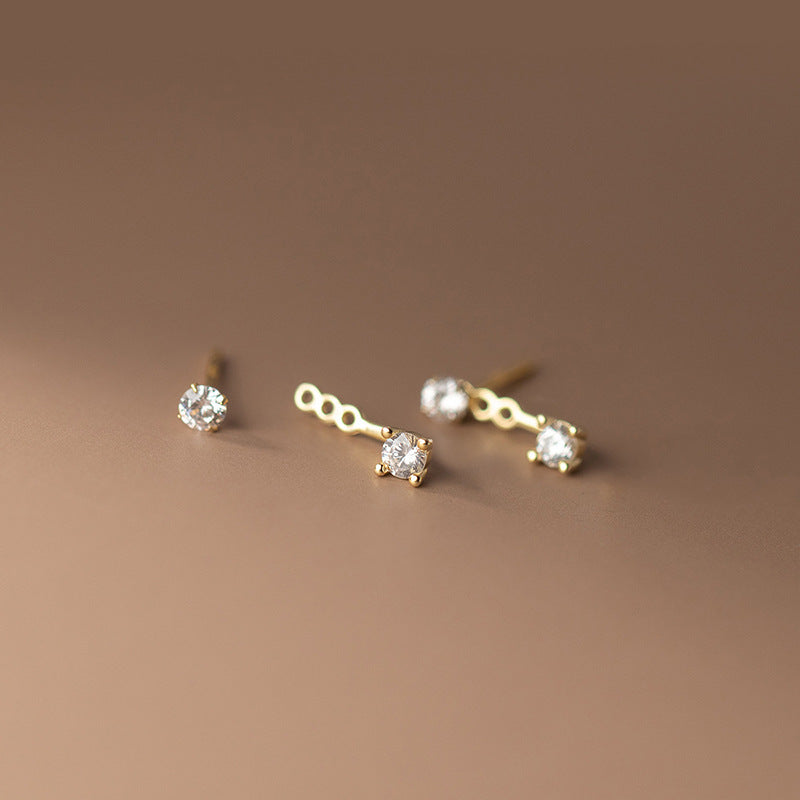 Wholesale Minimalist Zircon Stud Earrings Copper Electroplated Versatile Everyday Jewelry for Women
