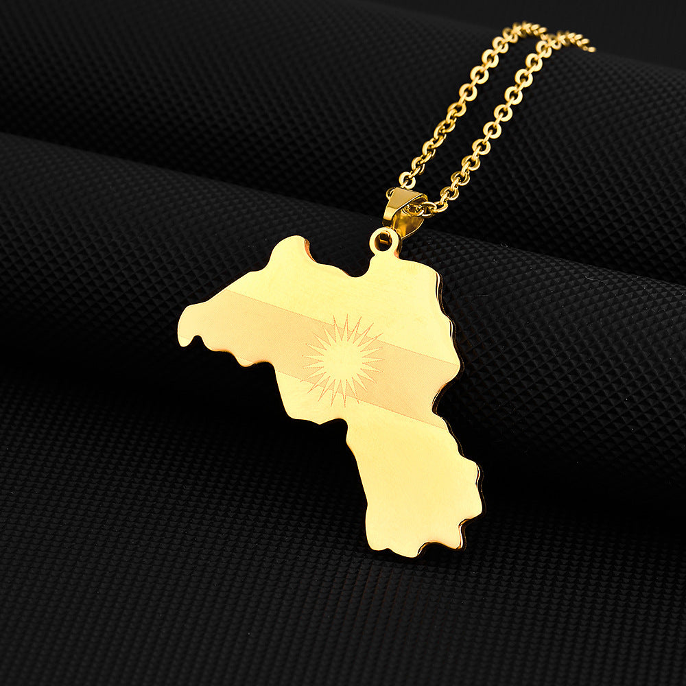 Wholesale Geometric Vintage Drip Oil Pendant Necklace Stainless Steel Jewelry Accessory