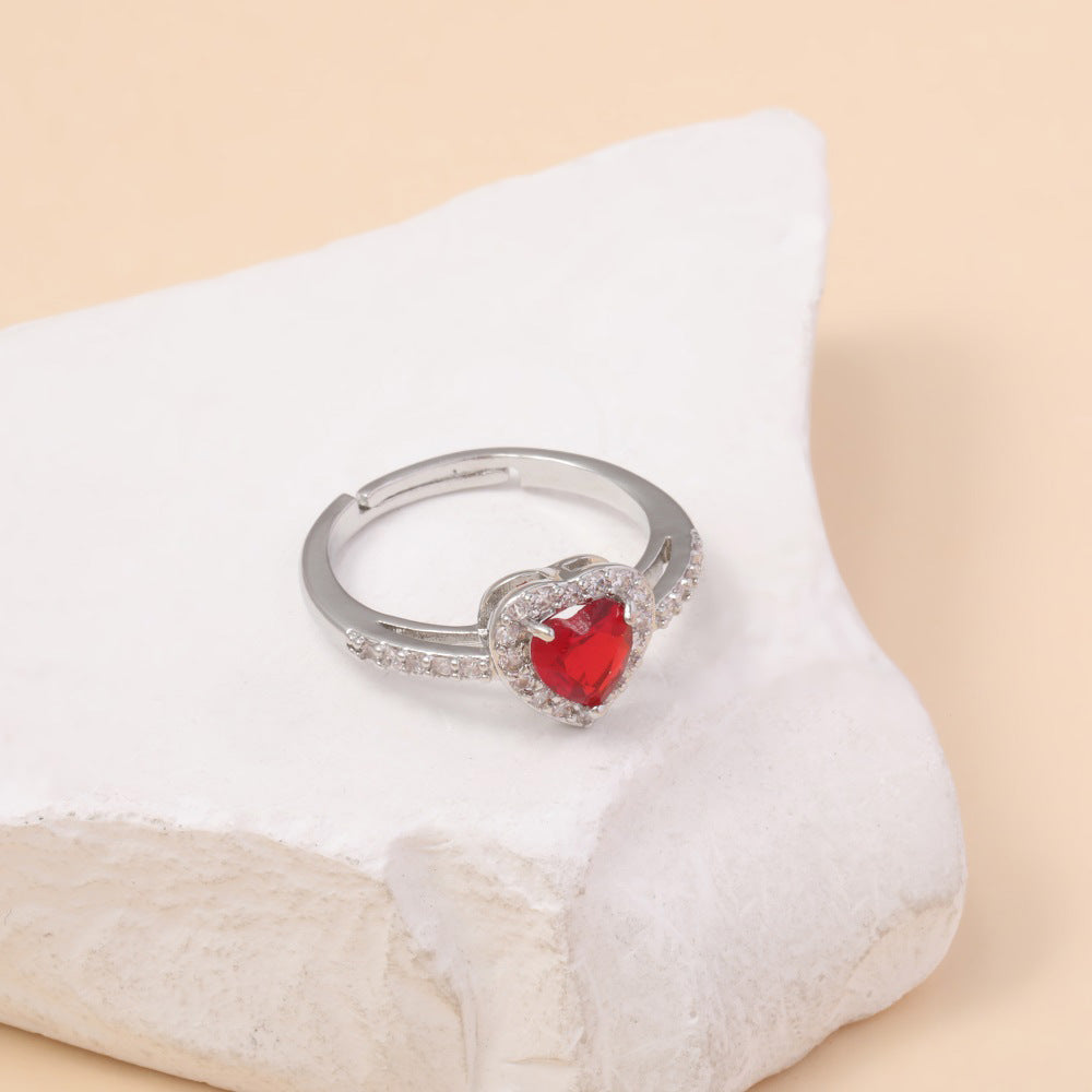 Wholesale copper material single color rhinestone love ring