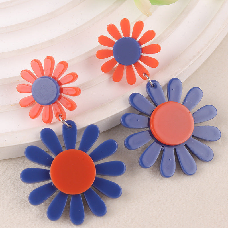 Wholesale Sunflower Acrylic Splicing Earrings