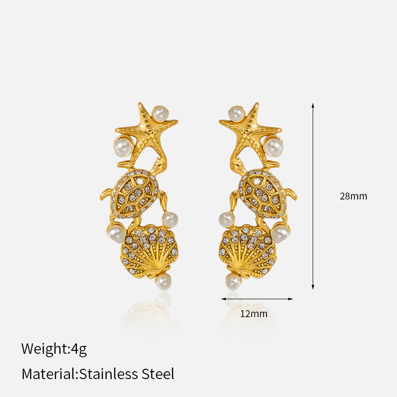 Wholesale Stainless steel marine animal octopus and starfish earrings
