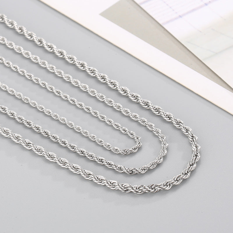 Wholesale Thick and Thin Titanium Steel Twisted Chain Necklace