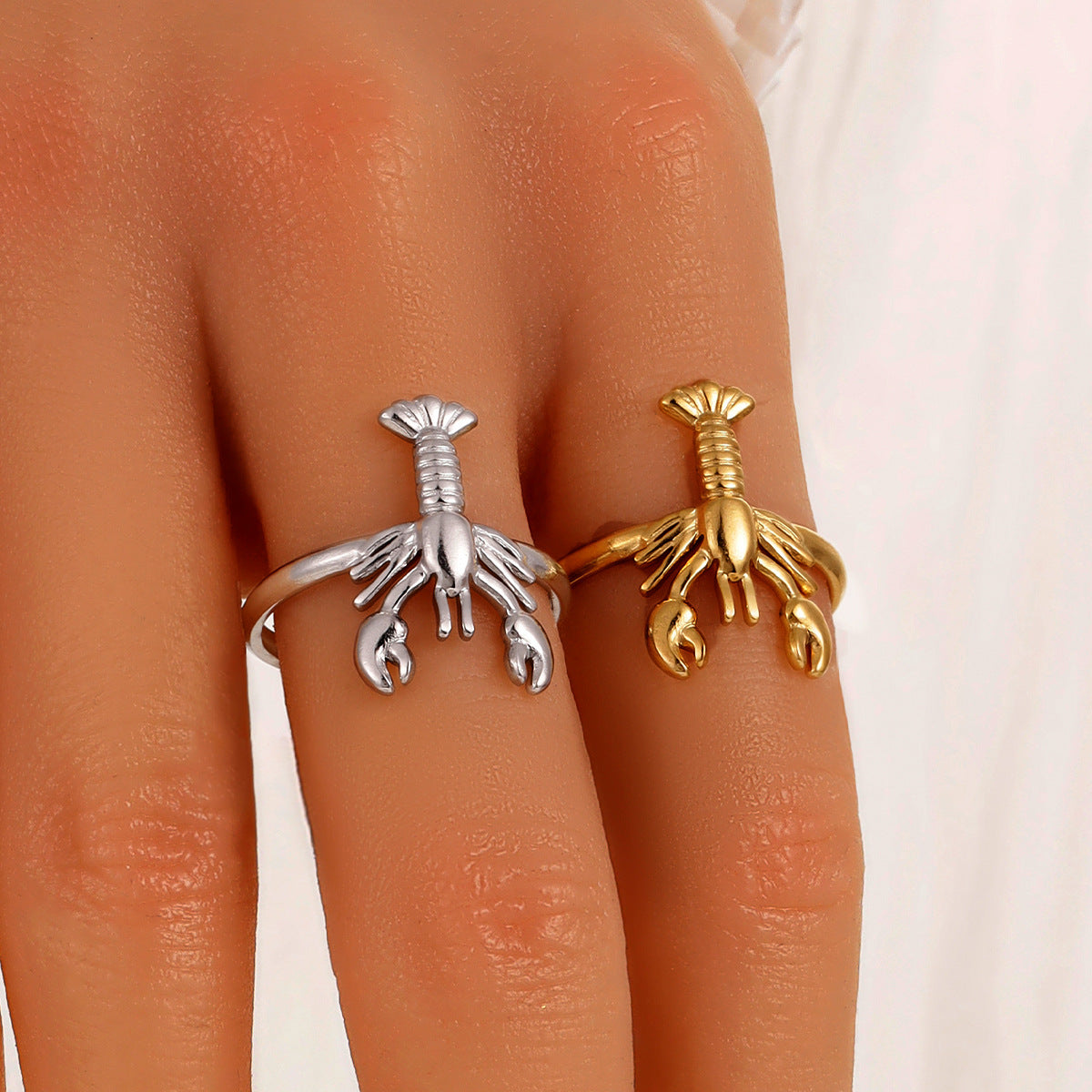 Wholesale Stainless Steel Lobster Ring 18K Gold Plated Ocean Resort Style Jewelry Accessory for Women