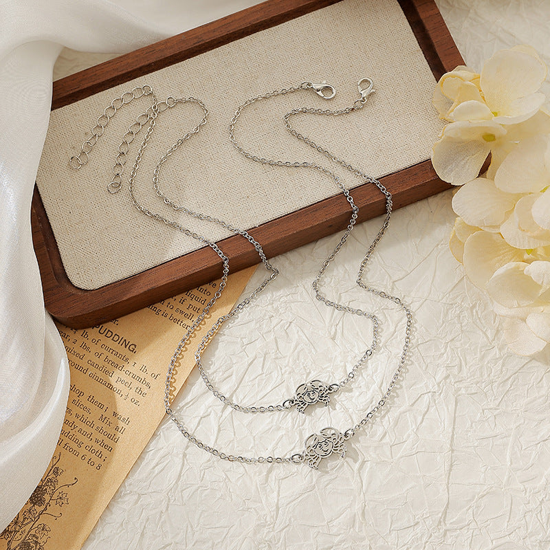 Wholesale Stainless steel necklace animal hollow clavicle chain