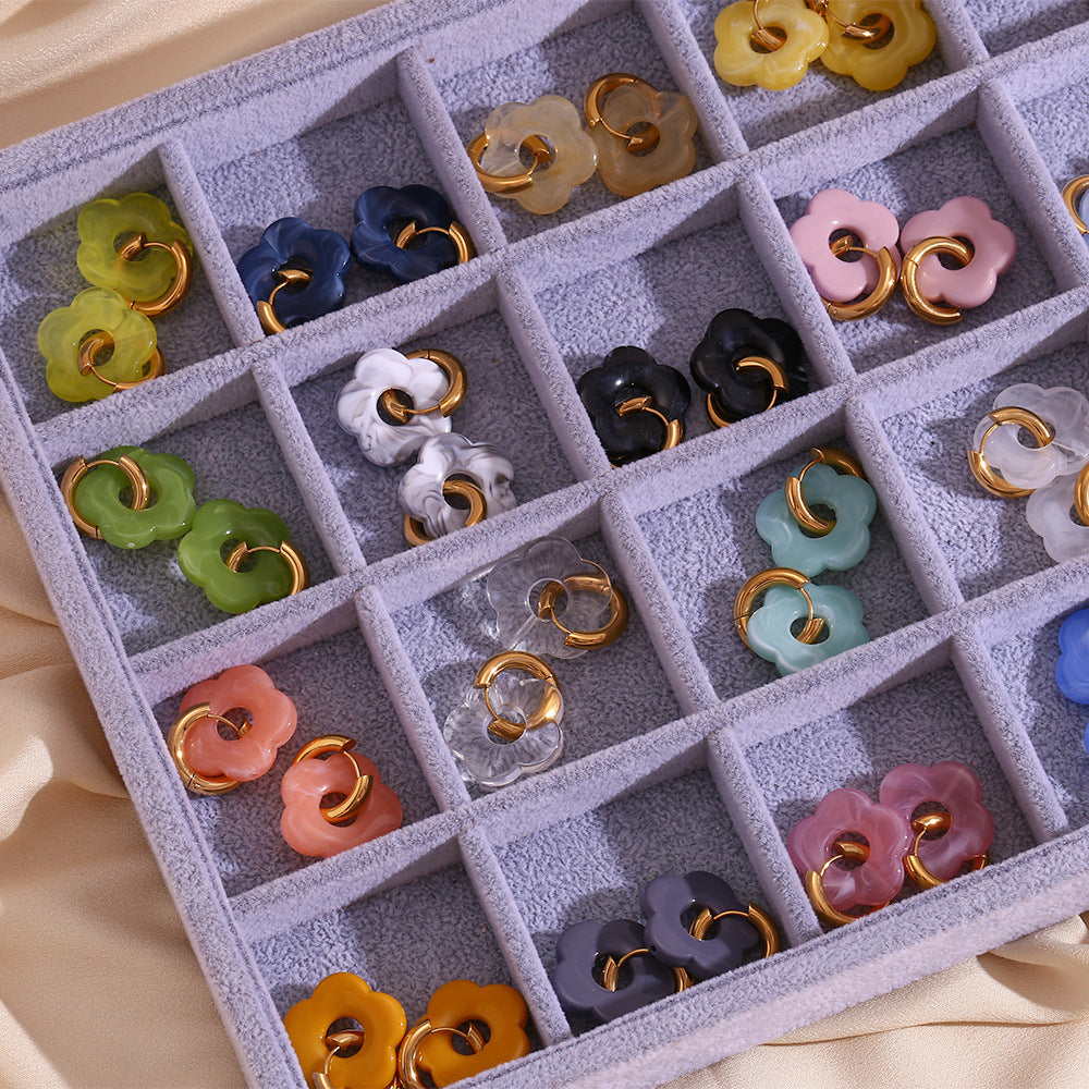 Wholesale Resin Flower Copper Earrings ACC-ES-MLR009