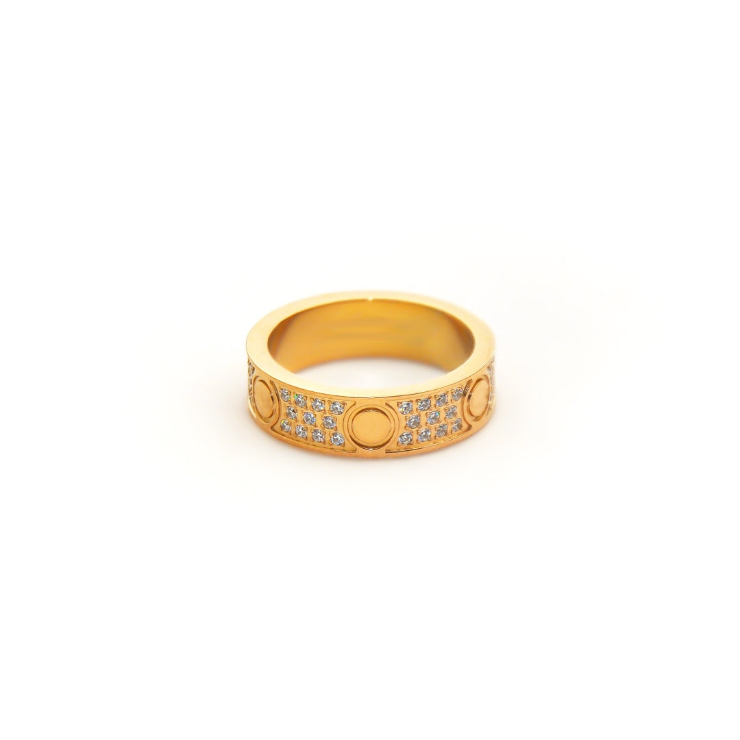 Wholesale Fashion Titanium Steel Starry Rose Gold Diamond-Encrusted Couple Ring Jewelry Accessory