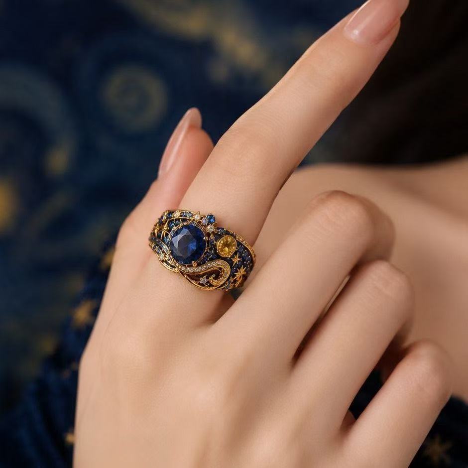 Wholesale Trendy Starry Rhinestone Pinky Ring Alloy Electroplated Jewelry Accessory For Resale