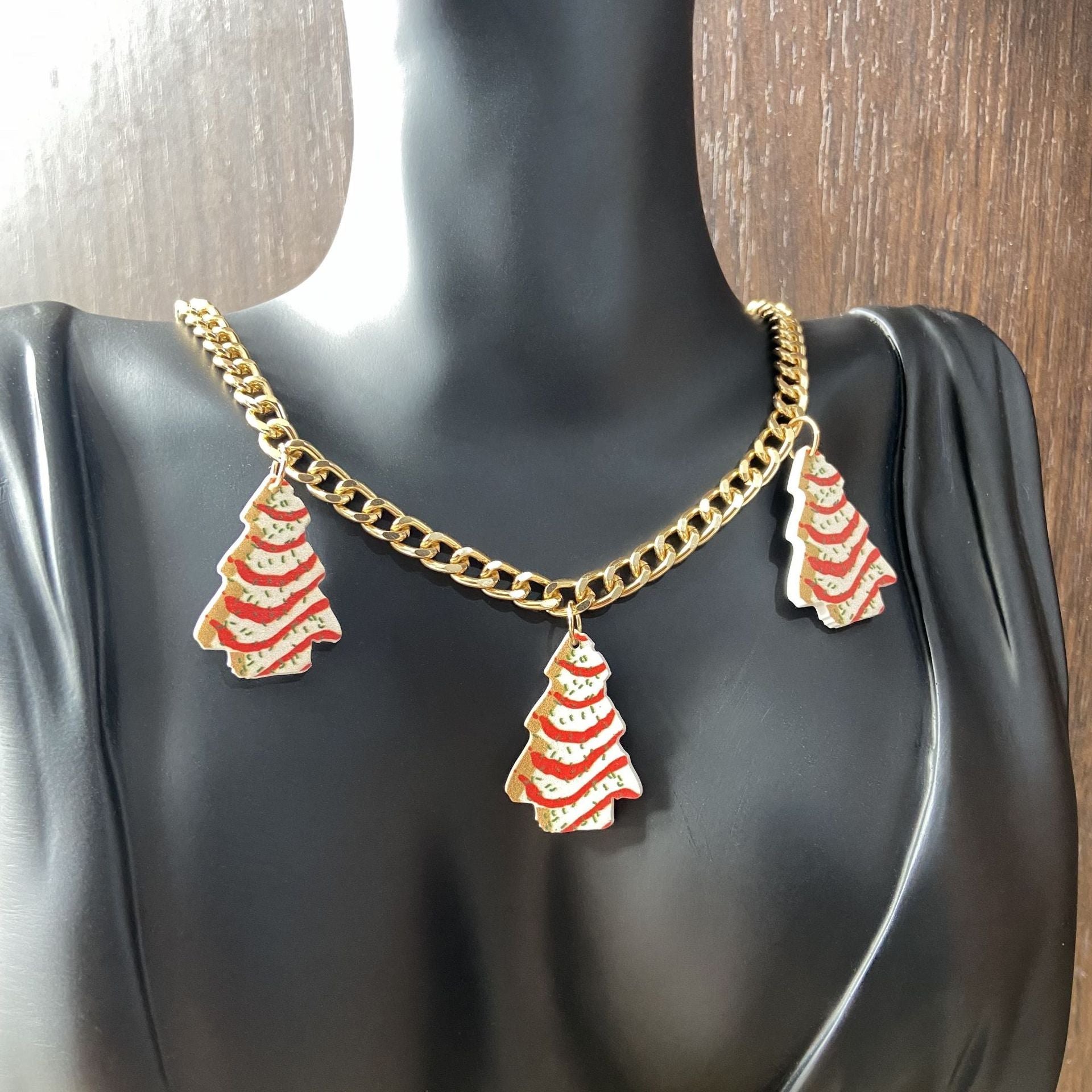 Wholesale Christmas cake tree acrylic versatile Necklace