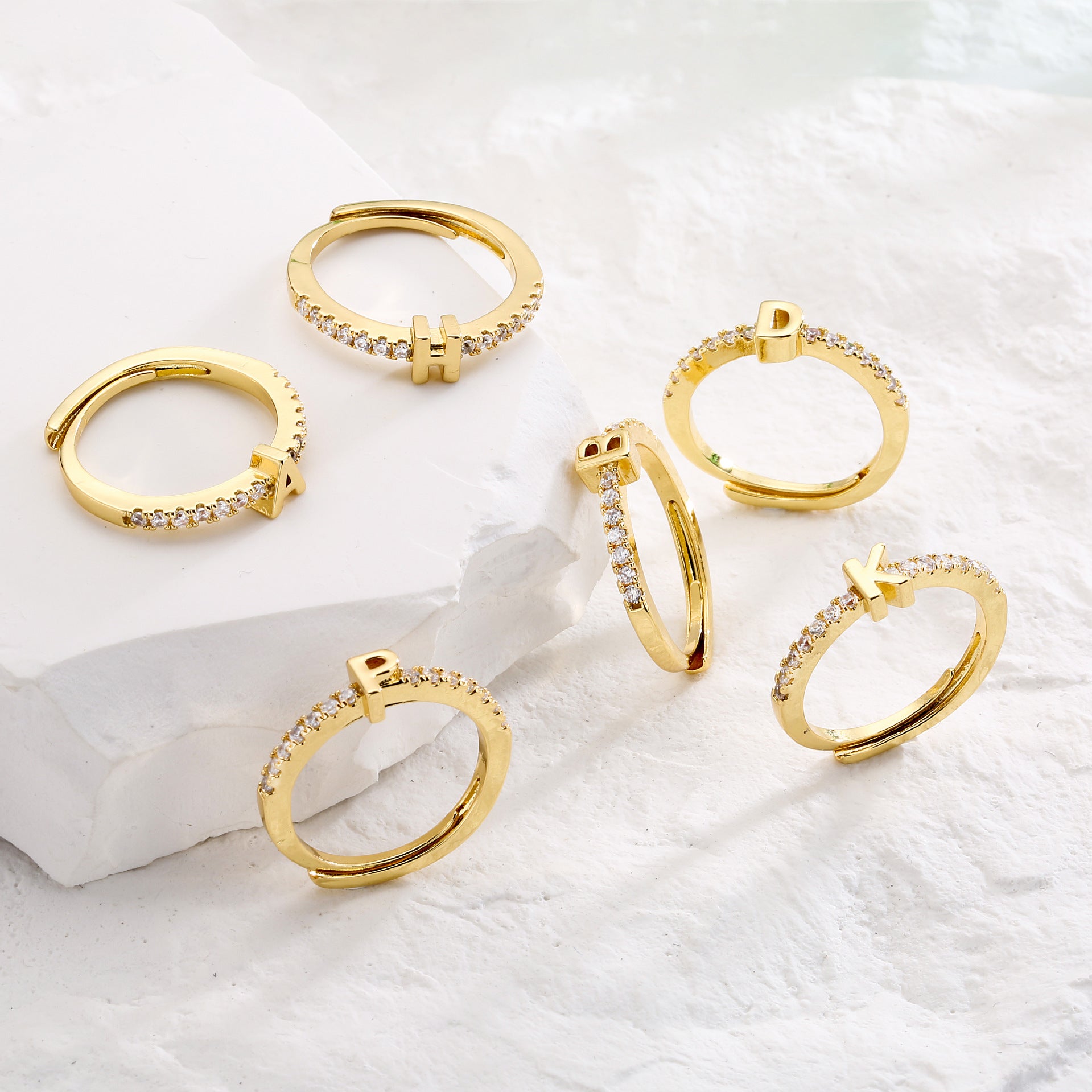 Wholesale 26 English Letter Ring Openings Adjustable Rings ACC-RS-KLE005