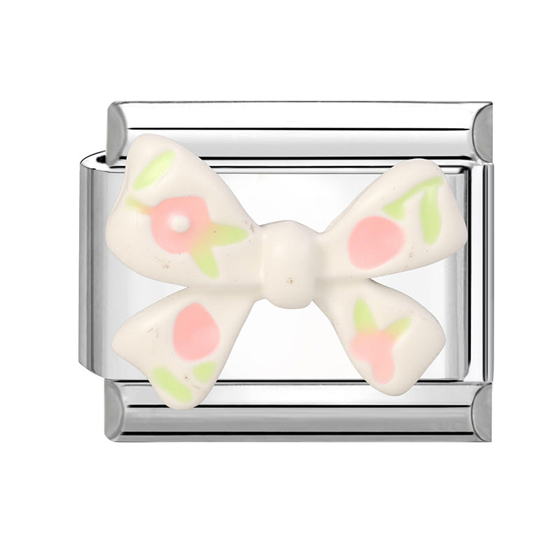 Wholesale  Italian Charm Bracelet 9mm DIY Creative Pink Cute Cartoon  Creative Stainless Steel Composable Bracelet