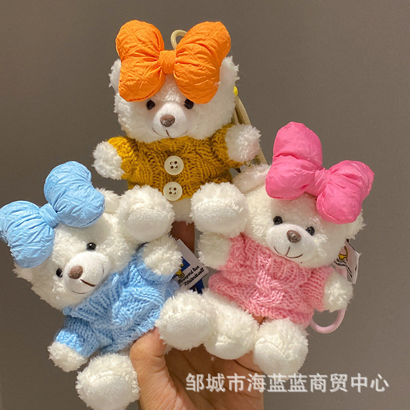 Wholesale  Bow Sweater Bear Plush Doll Pendant Keychains