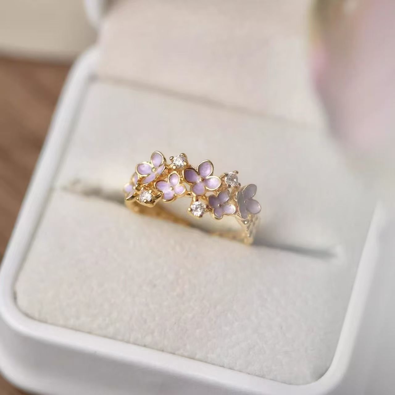 Wholesale Enamel Butterfly Flower Ring In Retro Purple Fairy Style Women S Alloy Ring Chic Jewelry Accessory For Party Or Daily Wear