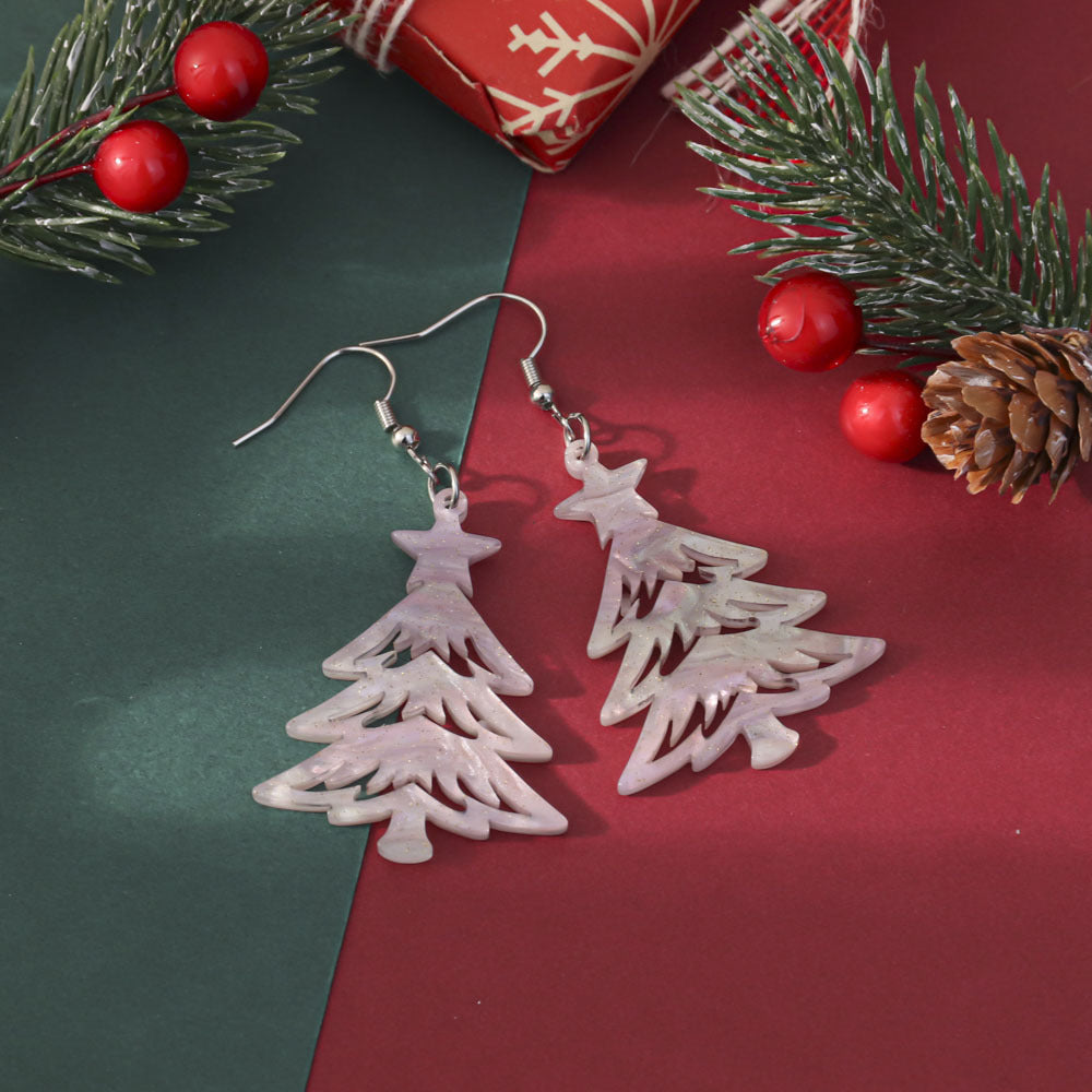 Wholesale Christmas-themed glittery acrylic earrings