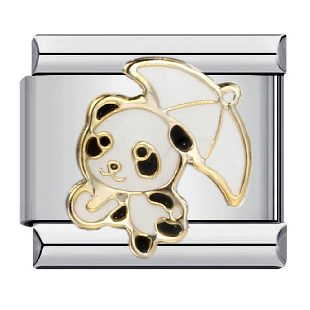 Wholesale Italian Charm Bracelet 9mm DIY Splicing Removable Cartoon Panda Stainless Steel Composable Bracelet