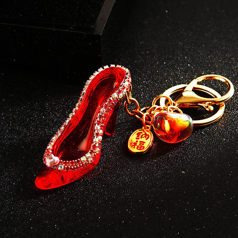Wholesale Diamond Crystal High Heels Metal Keychain ACC-KC-RuiYuan006