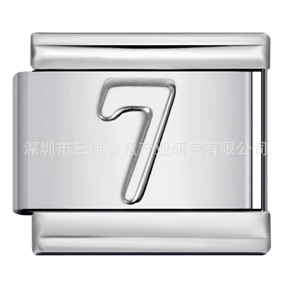 Wholesale Stainless Steel Italian Modular Bracelet Arabic Number Design Trendy DIY Jewelry Accessory Gift Everyday Wear Boutique Resale
